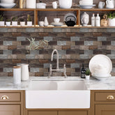 Rustic Multi-Tone Woods Wallpaper for Kitchen Design